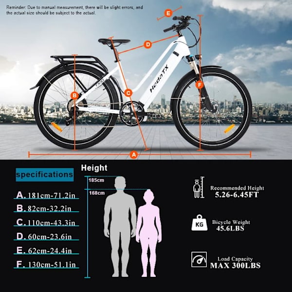 Elcykel för stadsbruk HedaTX TX10, 27,5", 500W motor 48V 19,2Ah batteri