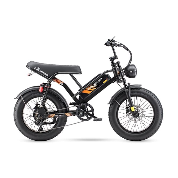Fed elcykel 20" PURE UNICORN U5, 1000W 19.2Ah, Moto Style, Sort