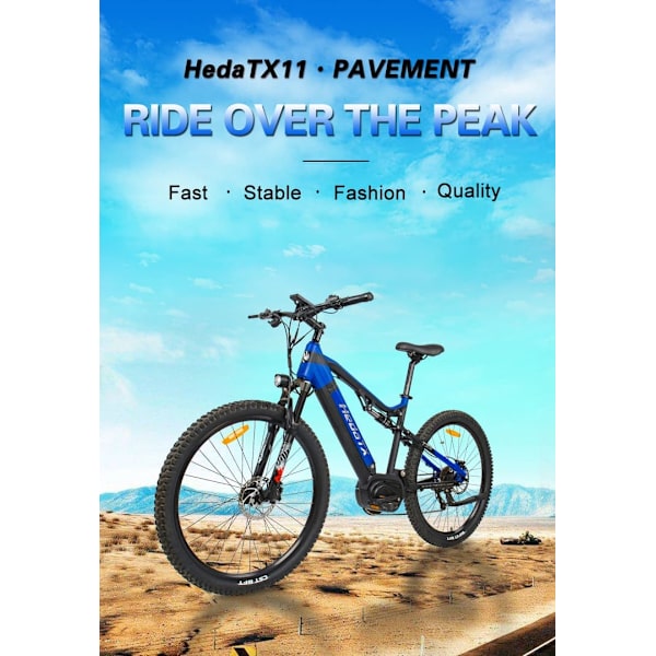 Elektrisk mountainbike HedaTX TX11, 27,5", 500W midtermotor, 48V 15Ah batteri