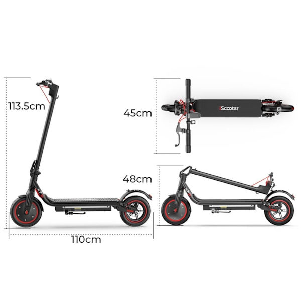 Hopfällbar elsparkcykel iScooter W7, Motor 42V 350W, 8,5” däck, APP-kontroll