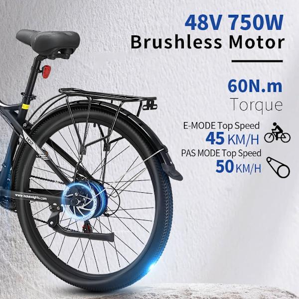 Elcykel HALO KNIGHT H02, 48V 750W 16Ah, 21-speed, Sort