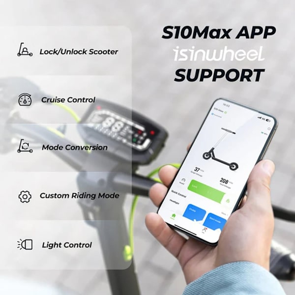 iSinwheel S10MAX taittuva sähköpotkulauta - 1000W 48V 15Ah - 10" maastorenkaat