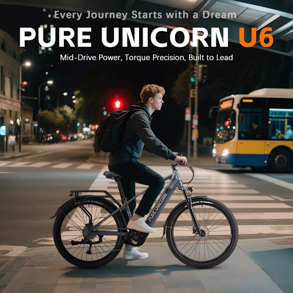 Elpendlarcykel PURE UNICORN U6, 48V 500W mittmotor, 29", grå
