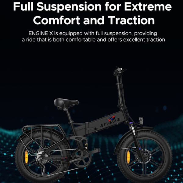 Sammenklappelig elcykel ENGWE Engine X, Motor 48V 250W, Fuld Affjedring, 100 km Rækkevidde