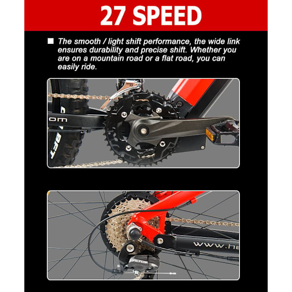El-mountainbike HedaTX TX19, 29", 1000W motor 48V 19.2Ah batteri
