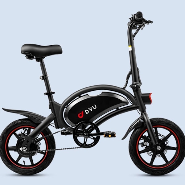 Mini Hopfällbar Elcykel DYU D3F, 14 Tum, Motor 36V 250W, Batteri 10Ah - Svart