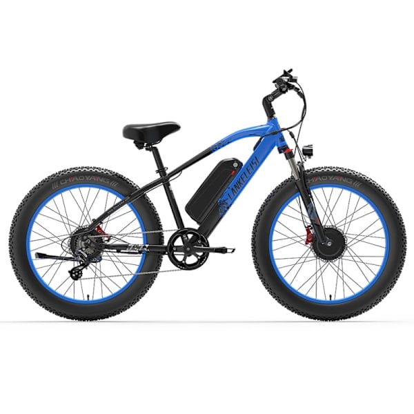 Elcykel LANKELEISI MG740 PLUS, Dubbelmotor 2000W, 48V 17.5Ah, 26″, Terräng Blå