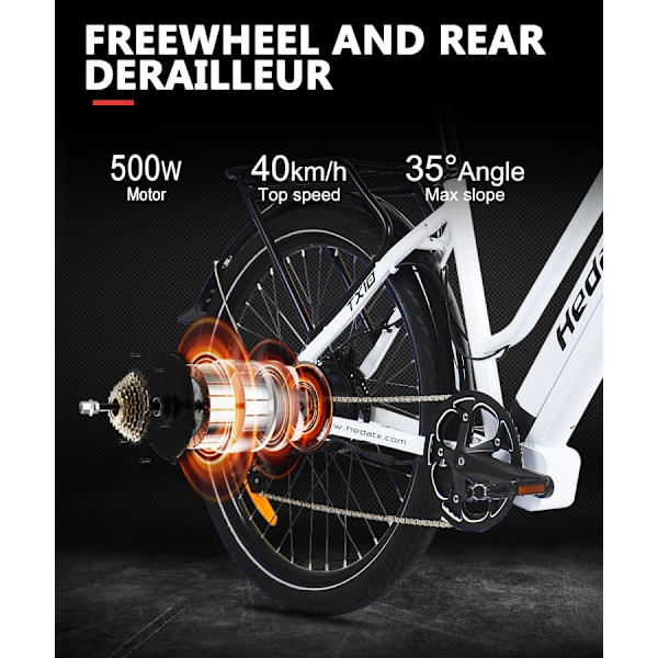 Elcykel för stadsbruk HedaTX TX10, 27,5", 500W motor 48V 19,2Ah batteri