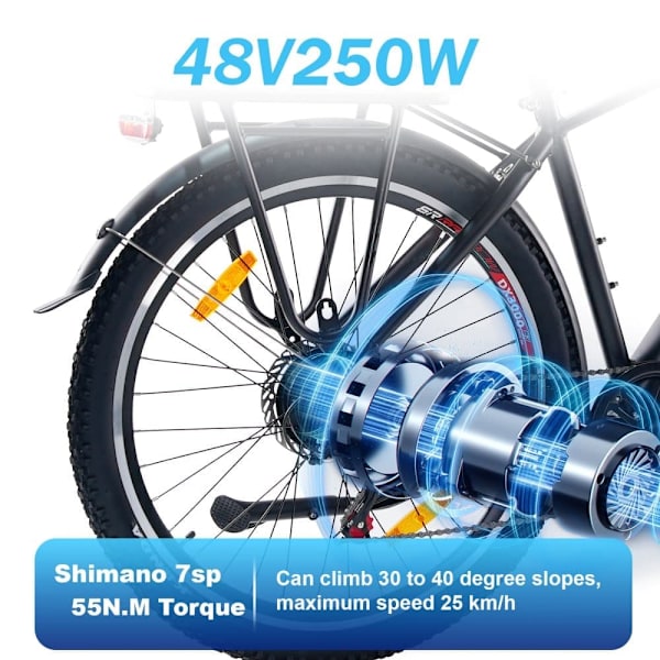 Elcykel TTGO M300, 250W momentsensor, 36V 20Ah, 27,5" til pendling og fritid