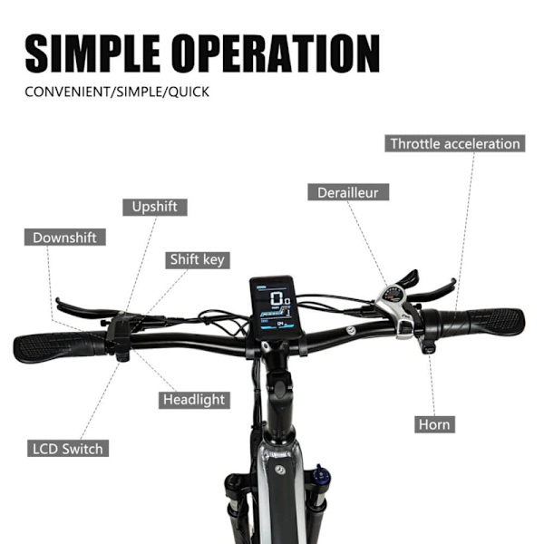 Sähkömaastopyörä CMACEWHEEL TP26, 750W 17Ah, 26" * 4.0 fatbike - Harmaa-musta