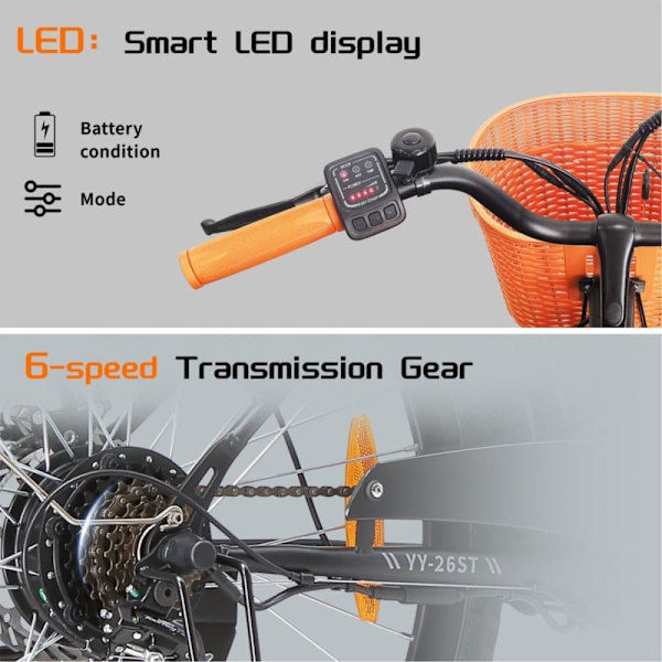 Kaupunkisähköpyörä TTGO YY-26ST, 350W 36V 14.5Ah, Shimano 6S