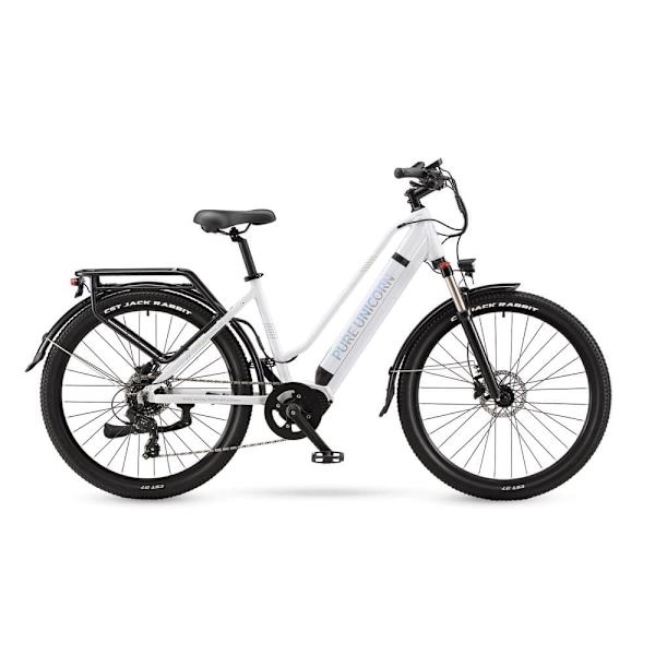 Elcykel PURE UNICORN U8, 48V 500W mitthjul, Samsung-batteri, vit för pendling