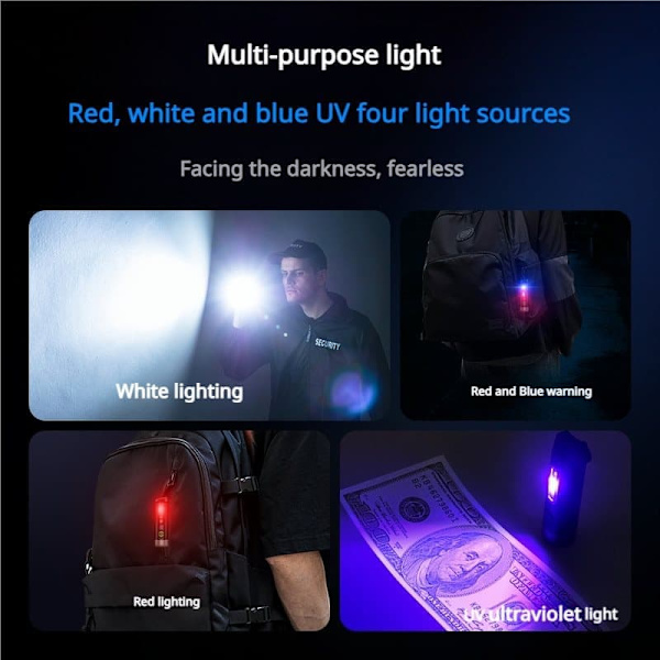 philips led lyse mini lommelygte udendørs bærbar hængende nøglering lilla lys lommelygte