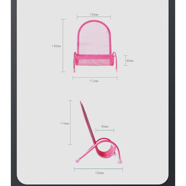 Sød mobilholder i form af en stol | Lyserødt metalstativ | Til skriveborde, kontorer og arbejdspladser – kreativ udsmykning