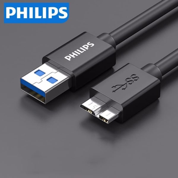 Philips höghastighets USB3.0-kabel för mobil hårddisk AM/Micro B anslutningskabel för laddning av mobildata 1,8 m