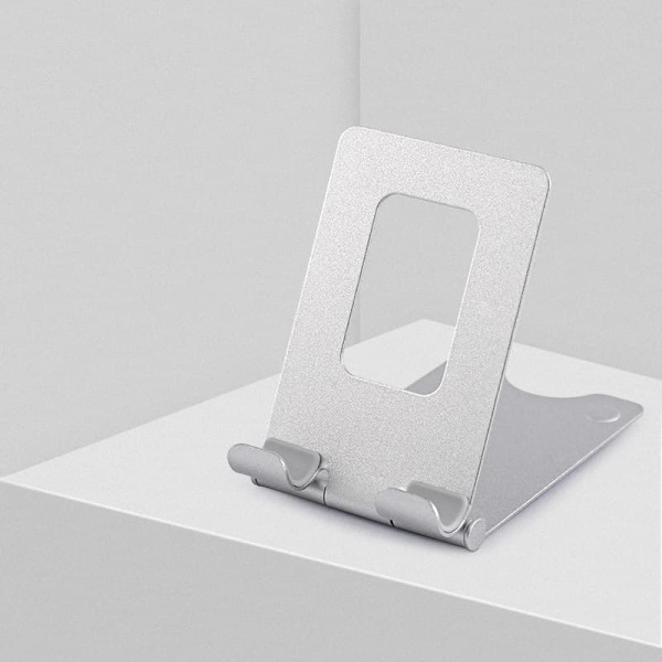 Elegant silverfärgat stativ i aluminium | Hopfällbart mobil- & surfplattestativ | Justerbart för livestream, studier & videoinspelning