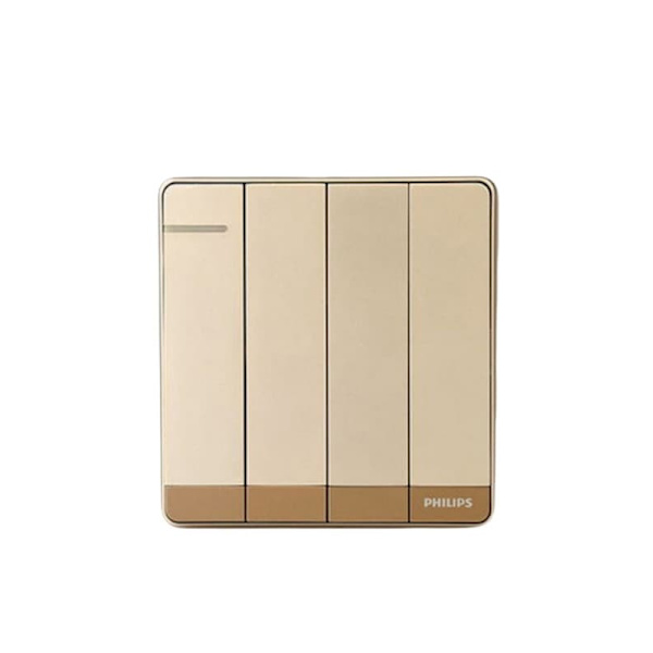 Philips Virtakytkin Seinäpaneeli Champagne Gold Four Open Easy Control 86-tyyppinen väärennössuojaus