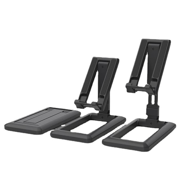 Bærbart højdejusterbart foldbart mobil- og tabletstativ i sort pc-materiale | Sengevenlig holder til livestream