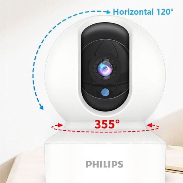 Philips TAI6000W/93 5 Megapixel Smart WiFi Säkerhetskamera - 360°, Nattseende, 2-vägs samtal - Minneskort ingår ej