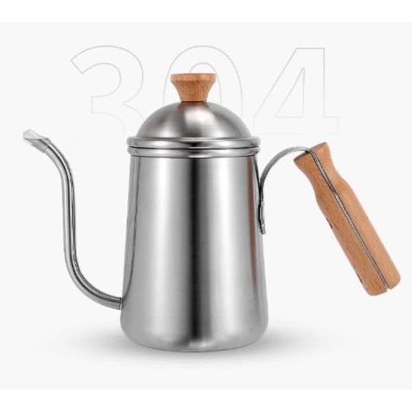 Kaffekanna med trähandtag i rostfritt stål Utomhus Camping Hushåll