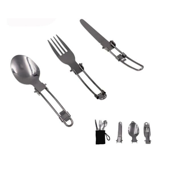 Udendørs Camping Multifunktionel Foldbar Combo Sæt Kniv, Gaffel og Ske Bestik.