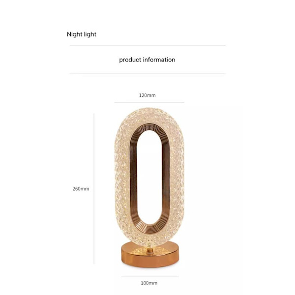 Luksus Krystal Kvalitet Guld Oval-formet Bordlampe - Hyggelig Hjem Indretning Natlampe