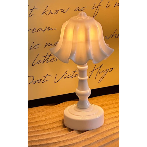 Retro keramisk liten bordslampa med kronbladsform