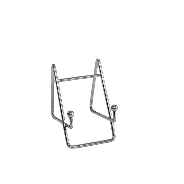 Retro mobilställ i metall | Skrivbordsstativ med konstnärlig design | Litet staffli-format ställ – Silver