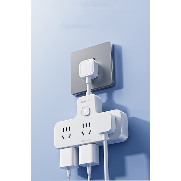 Philips Socket Panel En til to til tre Udvidet Multi-Hole Funktion Konverter Socket Kobling Kort Socket Sovesal Hjem