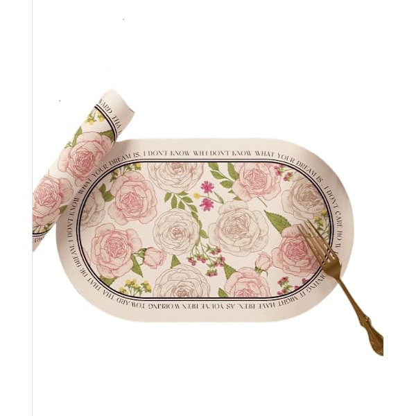 Rosa rosblommig matunderlägg, elegant bordsdekoration
