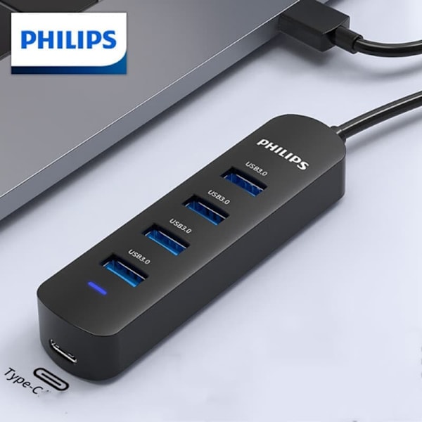 Philips USB3.0 Splitter Docking Station Høj Hastighed 4 Port HUB Hub Laptop Multi Converter 0,2 m