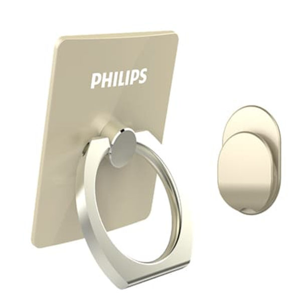 Philips DLK35003 Mobilringhållare i Guld | Universell Självhäftande Mobilstativ | Fästs på Baksidan | Enkel