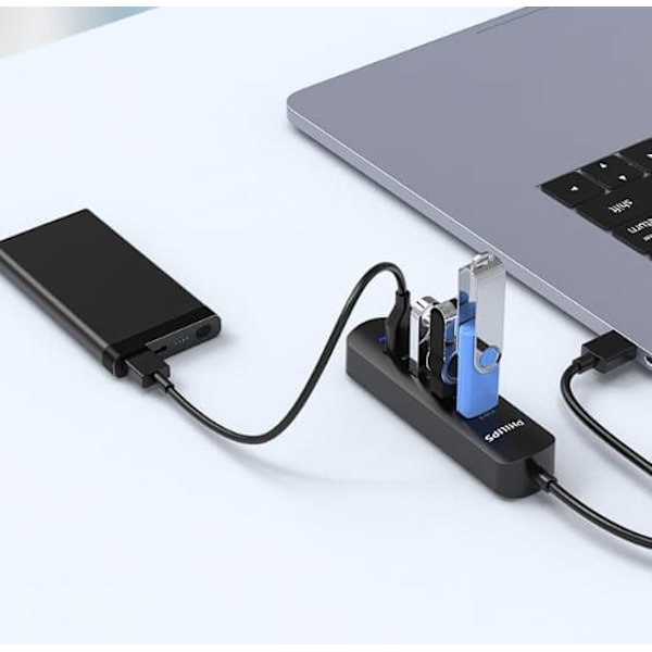 Philips USB3.0 Splitter Docking Station Høj Hastighed 4 Port HUB Hub Laptop Multi Converter 0,2 m