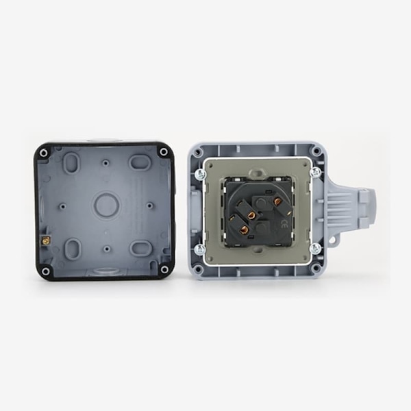 Utomhus vägguttag med lock IP66 Eluttag 16A 250V Grå