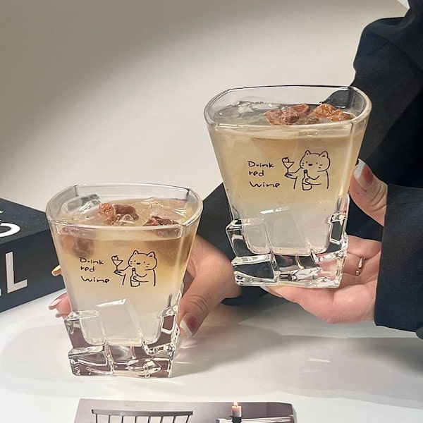 Söta Rödvinsstunder! Transparent Kreativ Glasmugg, Påbörja En Måttlig Berusning med Charm