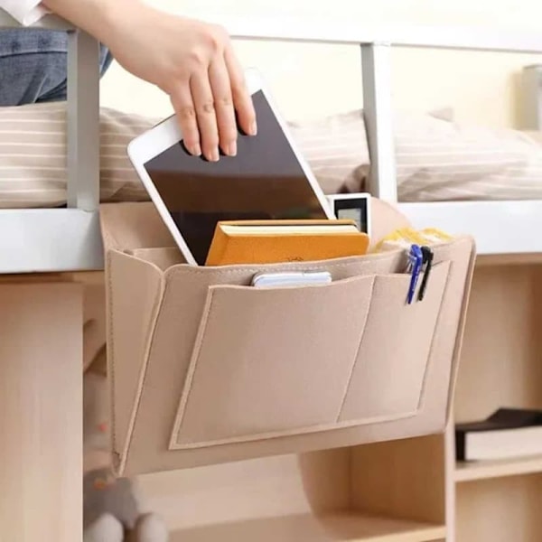 Opbevaringslomme til sofa eller seng beige