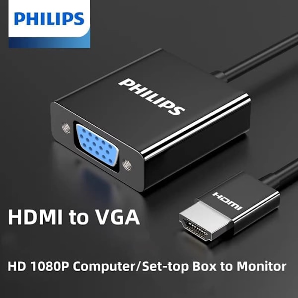 Philips HDMI til VGA-konverter med 3,5 mm lyd - HD-videoadapter til bærbar computer til projektor - SWR1620A/93