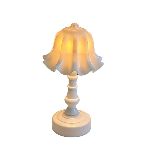 Retro keramisk liten bordslampa med kronbladsform