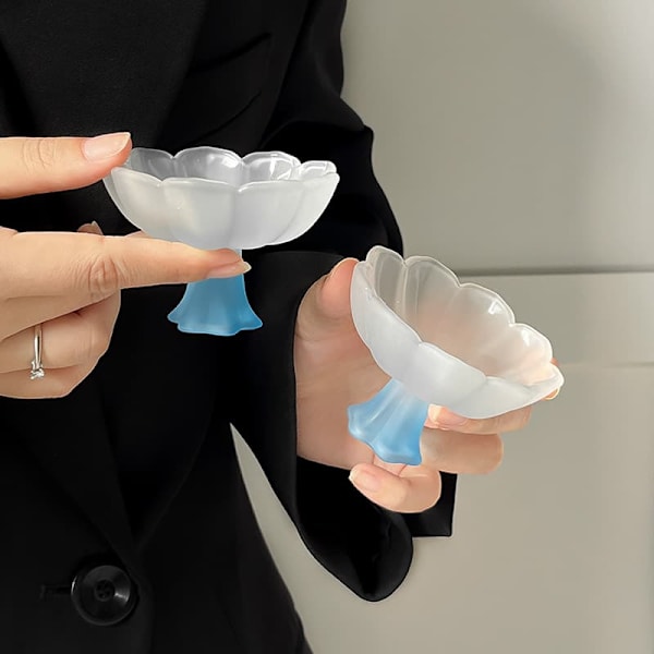 Lys Luksus Stil Frostet Blå Lotus Høj Glas Tekop / Vandglas / Vinglas Todelt Sæt, Niche Høj Værdi Valg