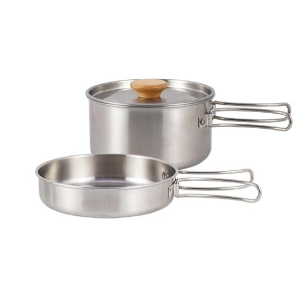 Outdoor camping rostfritt stål hopfällbart handtag gryta bärbar stekpanna soppa gryta hushåll picknick köksredskap set