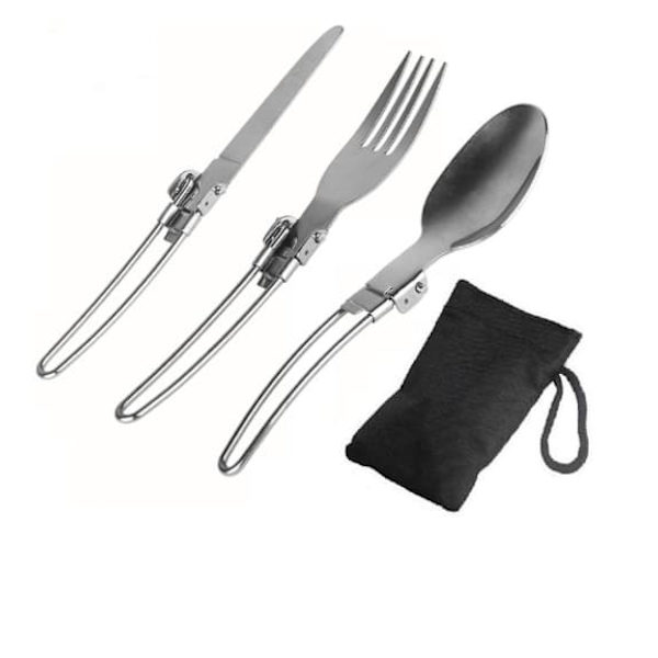 Udendørs Camping Multifunktionel Foldbar Combo Sæt Kniv, Gaffel og Ske Bestik.
