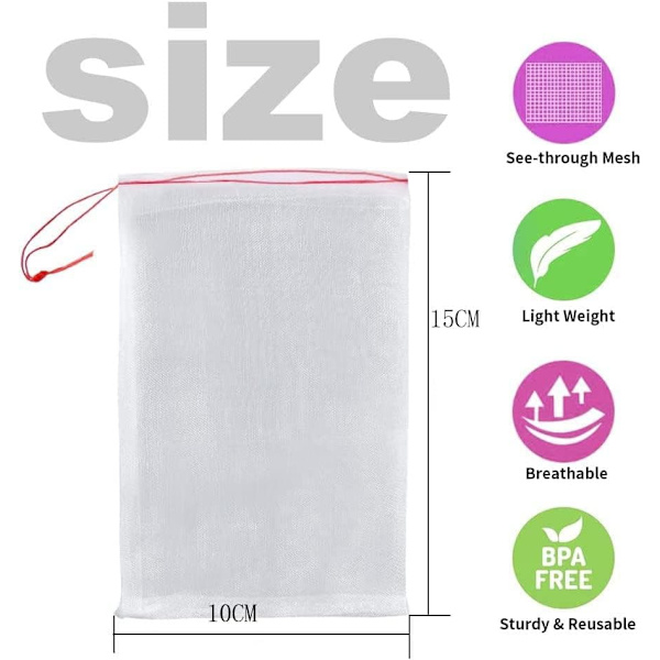 100 Uds. Bolsa de protección para plantas y frutas de jardín bolsa de red con cordón insectos plagas de mosquitos pájaros bolsas protectoras para jard