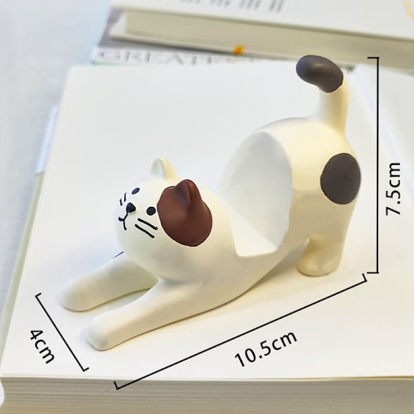 Kattmobilhållare – söt stretchande kattdesign | Kreativ bordsprydnad & stativ | Svart katt