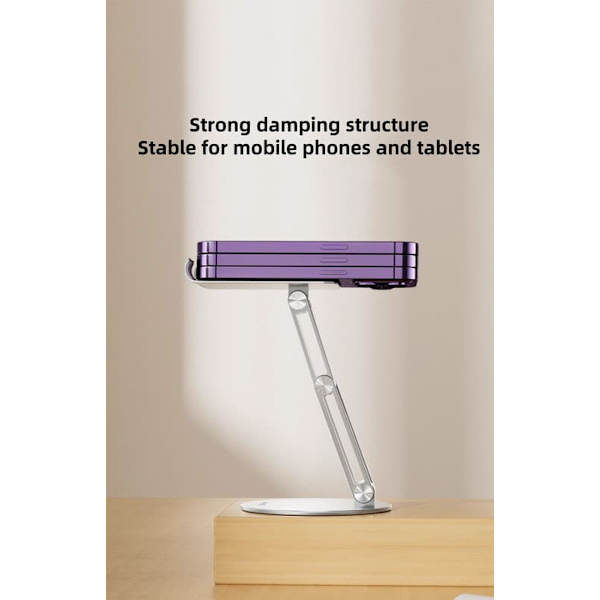 Philips DLK2314S/93 iPad- och Mobilhållare | Stabil Bordsmontering | 360° Rotation & Justerbar Höjd | Hopfällbar Aluminiumhållare för Streaming, Studi