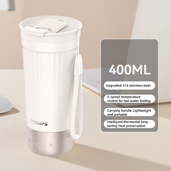 ”Philips AWP2774 Bärbar vattenkokare Flaska - 400 ml vakuumisolerad resetermos