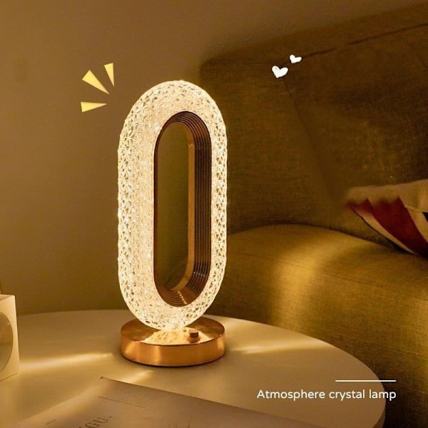 Luksus Krystal Kvalitet Guld Oval-formet Bordlampe - Hyggelig Hjem Indretning Natlampe