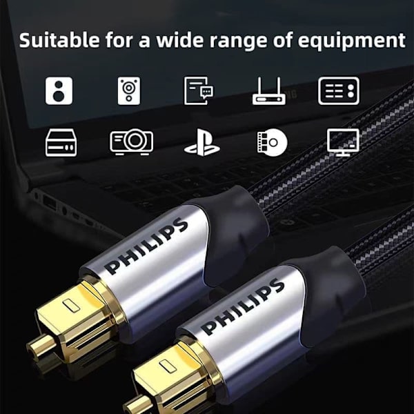 Philips optisk ljudkabel SPDIF Digital Toslink - Ansluter TV, DVD, soundbar, förstärkare - SWR21230/93