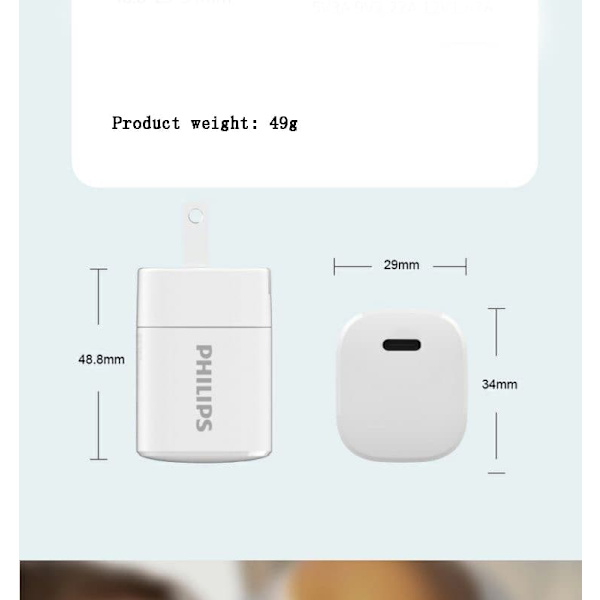 Philips 20w laddningshuvud Apple PD20w laddare Android iOS typ-c snabbladdningsgränssnitt