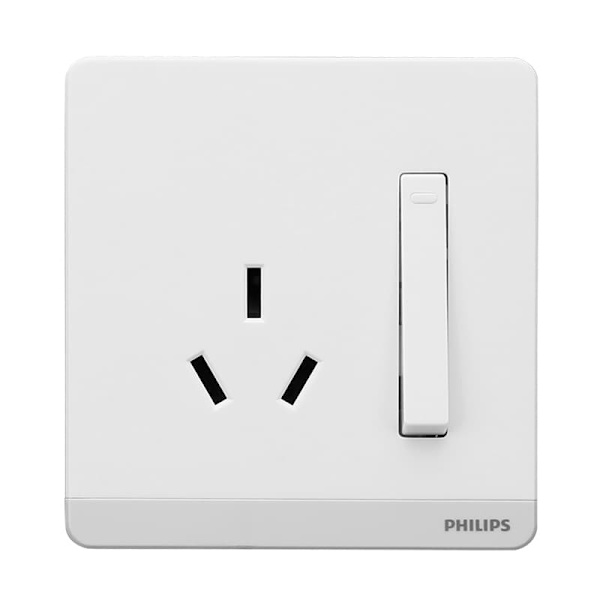 Philips vit strömbrytare för uttag med en öppen enkel kontroll och tre hål, 16A luftkonditionerings varmvattenberedare med hög effekt, typ 86