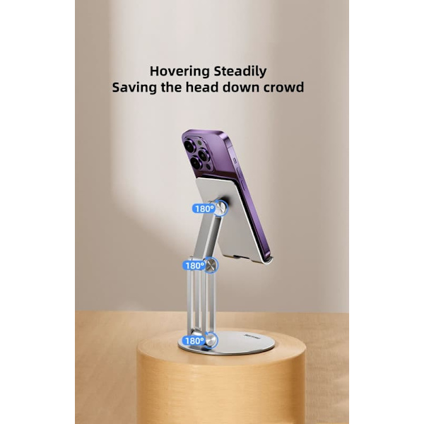 Philips DLK2314S/93 iPad- och Mobilhållare | Stabil Bordsmontering | 360° Rotation & Justerbar Höjd | Hopfällbar Aluminiumhållare för Streaming, Studi